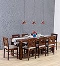 JODHPUR CITY FURNITURE Sheesham Wood 8 Seater Dining Table with Grey Cushioned Chairs for Living Room Dining Room Furniture for Home (Provincial Teak Finish)