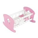 18-inch Doll Furniture Pink and White Cradle with Flower Theme Includes Bedding Fits American Girl Dolls