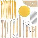 20 Pcs Pottery Tools, Sculpting Tools for Polymer Clay, Complete Polymer Clay Tools for Adults or Beginner, Wooden Clay Modelling Tools Set with Dotting Tool for Embossing Ceramics Sculpture