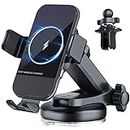 Wireless Car Charger, HYUNDAI 15W Qi Fast Charging Auto Clamping Car Charger Phone Mount, Windshield Dashboard Air Vent Phone Holder, for iPhone 14/13/12/11/X, Samsung Galaxy S22+/S21/S10/Note 20