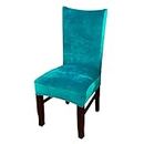 smiry Stretch Chair Covers for Dining Room, Peacock Blue Set of 4 Velvet Dining Chair Slipcovers