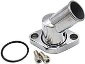 1 SET SHLPDFM chrome Steel Chevy Water Neck 45° Swivel Polished aluminum Water Neck Thermostat Housing Compatible with SBC BBC CHEVY 327 350 396 454 Engines