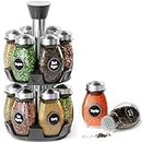 12-Jar Revolving Spice Rack Organizer, Spinning Countertop Herb and Spice Rack Organizer with 12 Glass Jar Bottles (Spices Not Included)
