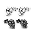Zeayebsr Skull ear piercing men's earrings skull stud earrings stainless steel hip hop punk jazz ear jewellery for men