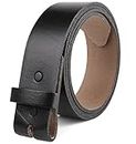 F&L CLASSIC Belt for buckle men Snap on Strap Full Grain One Piece Leather no buckle,1 1/2" Wide, Made in USA, 1288 Black size 42-XX