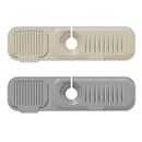 Générique 2 Pcs Kitchen Sink Splash Guard, 14.56x3.93 inch Silicone Sink Faucet Mat, Silicone Draining Mat Around Tap, Faucet Handle Drip Catcher Tray, Silicone Sink Mat for Kitchen Bathroom Counter