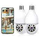 2K Light Bulb Security Camera 5G&2.4G WiFi Security Cameras Wireless Outdoor Indoor,360° Bulb Camera for Home Security Outside Indoor,Motion Detection and Alarm,Two-Way Talk,Color Night Vision(2 PACK)