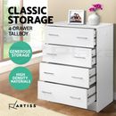 Artiss 4 Chest of Drawers Dresser Tallboy Storage Cabinet Bedroom White ANDES