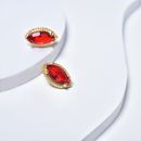 Red Earrings for Women in Yellow Gold Filled with Marquise Cubic Zirconia 