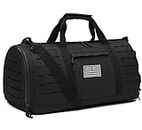 QT&QY 40L Military Tactical Duffle Bag For Men Sport Gym Bag Fitness Tote Travel Duffle Bag Training Workout Bag With Shoe Compartment Basketball Football Weekender Bag, Black, Gym Duffle Bag