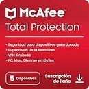 McAfee Total Protection 2024, 5 dispositivos | Antivirus, VPN, seguridad móvil y de Internet | PC/Mac/iOS/Android|Suscripción de 1 año | Código de activación por correo electrónico