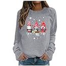 Items Pull de Noël Femme Sweat Femme Easy Merry Christmas Col Rond Manches Longues Imprimé Blouse Top Pull Chauffant Clearance