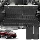 Xipoo Fit 2016-2023 Honda Pilot Rear Trunk Mat with Backrest Mat All Weather TPE Cargo Liners Rear Back Seat Protector for 2016 2017 2018 2019 2020 2021 2022 2023 Honda Pilot Accessories