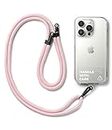 Ringke Holder Link Strap with Clear TPU Tag, Adjustable Crossbody Polyester Rope Lanyard Compatible with Universal Smartphone Case - Pink