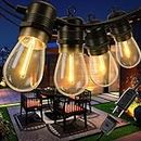 Joomer 58Ft LED Outdoor String Lights, 15+2 Edison Vintage Shatterproof Bulbs, Waterproof Plug-in Patio Lights for Gazebo, Patio, Yard, Porch, Bistro, Outdoors