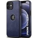 TheGiftKart Genuine Leather Finish iPhone 12/12 Pro Back Cover Case | Shockproof Design | Camera & Screen Protection | Stunning Minimalist Design Back Case Cover for iPhone 12/12 Pro (Blue)