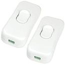 Inline Appliance Switch, On-Off DPST Control Rocker Lamp Switch for Bedroom Table Lamp Desk LED Lights White (2Pack)