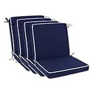 Blytieor Outdoor Patio Chair Cushions Set of 4, Water Resistant Square Seat Cushions with Ties, 20"x17" All Weather Seating Cushions for Outdoor Furniture