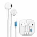 Earphones Earbuds with Wired Lightning Headphones Ear Pods with Microphone & Remote Noise Cancelling in-Ear Headset Control for iPhone/XS/12/13/14/PRO/PRO MAX iOS, Type (White)