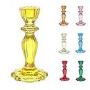 Talking Tables Yellow Glass Candlestick Holder | Decorative Taper Candle Stand For Indoor or Outdoor Dining, Elegant Dinner Party Decorations, Easter Home Décor, Summer Birthday, Garden, Wedding
