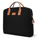 AirCase Office Canvas Sling Messenger Bag fits Upto 15.6" Laptop/MacBook, PU Leather Handles, Detachable Shoulder Strap, Easy to Clean, for Office/Travel, Men & Women,Black- 6 Month Warranty