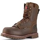 SUREWAY Men's 8" Waterproof Steel-Toe Logger Work Boot, Superior Oil/Slip Resistant,Thicker Full Grain Leather,Wedge Rubber Sole,EH Rated, Steel Toe Brown, 9
