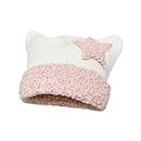 Cute Crochet Hat for Women Y2K Knit Hat Kawaii Beanie Cat Ear Grunge Fairy Slouchy Headgear Accessories (White-Pink)