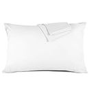 Snug Mantra White Pillow Cases Set of 2, 100% Cotton Standard Pillow Covers (50X75cm) OEKO TEX Certified Ultra Soft Cooling, Wrinkle & Fade Resistant Sateen Weave- White