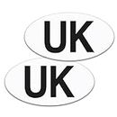TMS UK Magnetic Car Stickers 2 Pack | Made in England (GB) | UK Plate Magnet for Europe, Durable and Weather Resistant | Easy to Attach and Remove | For Driving Abroad EU (Small Size, White)