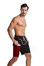 Gadgets Appliances Men's 2 in 1 Running Shorts Gym Workout Quick Dry Mens Shorts with Phone Pocket - Set of 1 Black and Maroon
