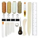 Bookbinding Tools Kits ,25PCS Premium Sewing Tools for Leather,Handmade Books and Paper DIY Bookblind Set, Including Sewing Needles/Waxed Thread/Plastic Ruler and So On Like Main Picture