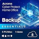 Acronis Cyber Protect Home Office 2023 | Essentials | 5 PC/Mac | 1 Anno | Windows/Mac/Android/iOS | Backup | Codice d'attivazione via email