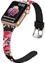 Zitel® Bands Compatible with Apple Watch Straps for Women Girls, Fashion Silicone Thin Wristband with Print Pattern for iWatch 45mm 44mm 42mm 49mm Series 8 7 6 5 4 3 2 1 SE (Pink flower)