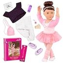 Our Generation Sydney Lee Doll – Deluxe 18-inch Ballerina Doll with Storybook – Includes 2 Different Outfits