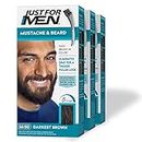 Just For Men Brush-In Color Gel Mustache and Beard Color, 72.6g (Pack of 3) - Darkest Brown