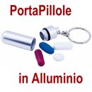 PORTA PILLOLE Pasticche PASTIGLIE ALLUMINIO GRIGIO ARGENTO SETTIMANALE Medicine