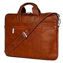 Hard Craft PU Leather Formal Office Sleeve Bag For 15.6 inch Laptop MacBook INoteBook Notepad Tablets Crossbody Briefcase Messenger Bag for Men Women With Detachable Shoulder Straps (Rust)