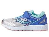 Saucony Unisex Child Cohesion 14 A/C Running Shoe, Silver/Periwinkle/Turq, 11.5 Big Kid US