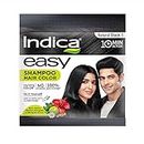 Indica Easy Do-It-Yourself 10 Minutes Hair Color Shampoo with 5 Herbal Extracts and 100% Ammonia Free, Long Lasting Formula, (12.5g + 12.5ml) - Natural Black Colour (Gloves Included)