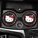 LUGMO 2Pcs Suit of Car Cup Holder Coasters, 2.75-Inch Car Interior Accessories, Hello Kitty Bling Cup Holder Insert Durable Non Slip Silicone Mat for All Vehicles,Red Diamond