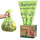 GreFusion Bolsas compostables, bolsas de basura compostables de 2.6 galones, 10 L, 100 unidades, US BPI y Europa OK, bolsas de basura biodegradables certificadas por el hogar