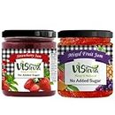 Vistevia Sugar Free Mixed Fruit Jam & Strawberry Jam, Diabetic and Keto Friendly - Sweetened Naturally with Stevia, More Than 60% Fruit Content - Tastes Delicious - Pack of 2 (220*2 GM)…