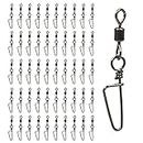 Sougayilang Fishing Rolling Swivel with Coast Lock Snap Stainless Steel Black Nickel Fish Swivels Line Connector-50Pcs