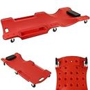 40 Inch Professional Mechanics Car Creeper, Creeper Board with Padded Headrest, Six 360° Rotatable Wheels Car Crawler for Garage Workshop with Maximum Weight Capacity of 120 KG, Red (Non Foldable)