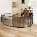 Toocapro Baby Safety Gate Free Standing 8 Panels Pet Gates Foldable Play Yard Metal in Black | 30 H x 198 W in | Wayfair WFPOA376B
