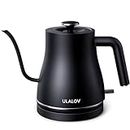 Ulalov Electric Gooseneck Kettle Ultra Fast Boiling Hot Water Kettle 100% Stainless Steel for Pour-over Coffee & Tea Boiler, Leak-Proof Design, Auto Shutoff Anti-dry Protection, 0.8L-1200W, Black