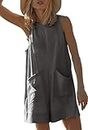 Summer Rompers for Women Dressy Casual Wide Leg Short Jumpsuits with Pockets Loose Overall Shorts (XL,dark gray)