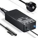 HEYMIX 65W Laptop Charger for Microsoft Surface Pro 9, 8, 7+, 7, 6, 5, 4, 3, X, Power Supply Laptop Charger for Windows Surface 5, 4, 3, 2, 1 Studio, Support 44W&36W&24W, 10ft Power Cord
