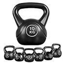 Yaheetech 10KG Coated KettleBell Heavy Weight Kettle Bell for Strength and Weight Training Exercise Home Gym Black