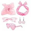 50's Costume Accessories Set, 5PCS 1950s Pink Clothing Accessories Set 50s 1950's Women Costume For 50s Party Accessories